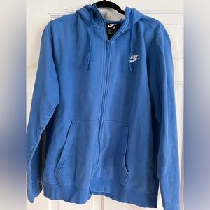 Nike Club Fleece Hoodie Men’s size Large Photo Blue Full Zip